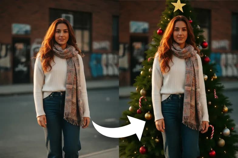 Add Christmas tree to Photo